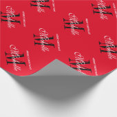 Eigen elegant rood monogram kerst cadeaupapier (Hoek)