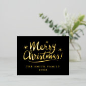 Eigen elegante gouden folie Vroegere kerstbriefkaa Folie Feestdagen Briefkaart (Staand Voorkant)