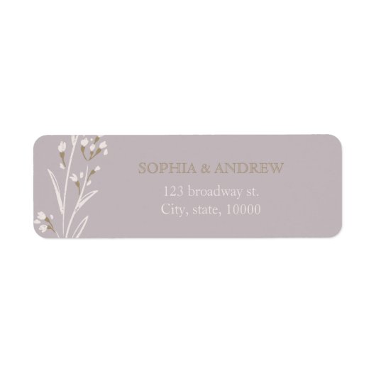 Eigen elegante lila brute bruiloft etiket (Voorkant)