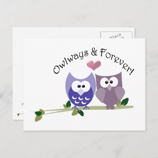 Eigen en eeuwig! Ontwerp van Cute Owl Briefkaart (Voorkant / Achterkant)