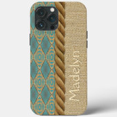Eigen etnische Turquoise Blauwgroen bruin mozaïekp Case-Mate iPhone Case (Achterkant)