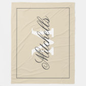 Eigen familienaam monogram extra groot beige fleece deken (Voorkant)