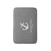 Eigen familienaam Nautical Dark Grey Bath Mat (Voorkant Verticaal)