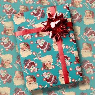Eigen familienaam Retro kerstmis Cadeaupapier