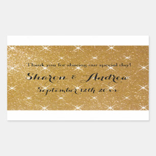 Eigen faux goudglitter dunne trouwstickers rechthoekige sticker