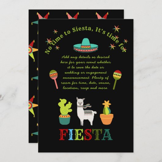 Eigen FIESTA Folk Art Trouw Bruidsfeest Designen Kaart (Voorkant / Achterkant)