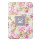 Eigen flessenpatroon oud Roos monogram bonnetje Badmat (Voorkant Verticaal)