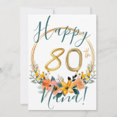 Eigen Floral Happy 80th Birthday Kaart (Voorkant)
