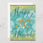 Eigen Floral Happy 80th Birthday Kaart (Voorkant / Achterkant)