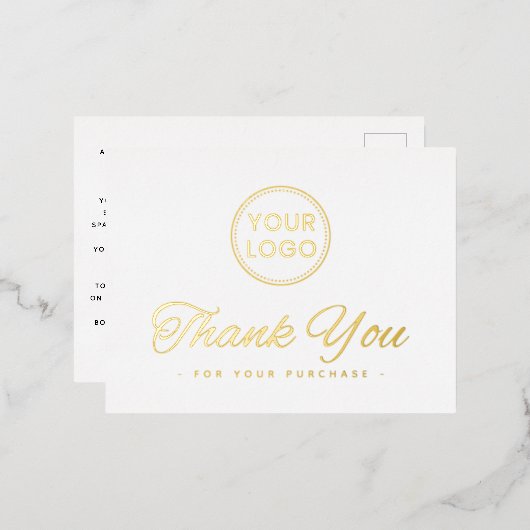 Eigen folie elegant wit dank u briefkaart (Voorkant / Achterkant)