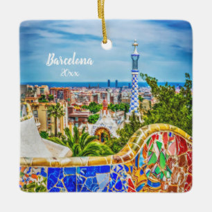 Eigen foto Barcelona 2 - zijdig Unieke moderne kun Keramisch Ornament