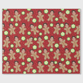 Eigen foto Gingerbrood voor rood kerstmis Cadeaupapier (Vlak)