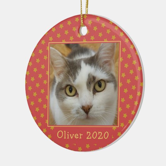 Eigen foto-herdenkingskerst keramisch ornament (Links)