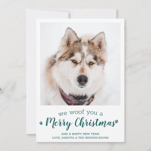 Eigen foto Merry Kerstmis van de hond Feestdagenkaart (Voorkant)