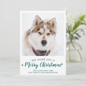 Eigen foto Merry Kerstmis van de hond Feestdagenkaart (Staand voorkant)