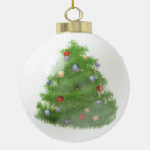 Eigen foto met eerste Kerstmis, rood script Keramische Bal Ornament (Achterkant)
