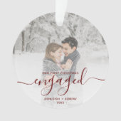 Eigen foto met eerste Kerstmis, rood script Ornament (voorkant)