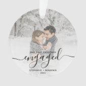 Eigen foto met eerste Kerstmis, zwart script Ornament (voorkant)