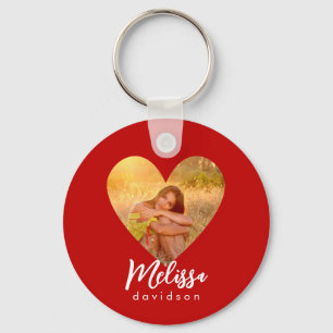 Eigen foto Red Heart Lijst Moderne kalligrafie Sleutelhanger