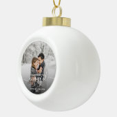 Eigen foto voor eerste kerstmis - Wit script Keramische Bal Ornament (Rechts)
