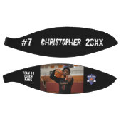 Eigen fotospeler naam nummer team logo zwart basketbal (Panelen)