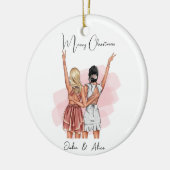 Eigen geboortedag-vriendinnetje - Roze Keramisch Ornament (Links)