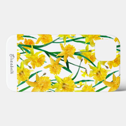 Eigen gele deffodilpatroon Case-Mate iPhone case (Achterkant (horizontaal))