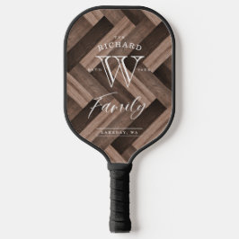 Eigen gezinsleven Monogram Wood Herringbone Patroo Pickleball Paddle
