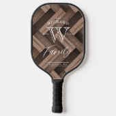 Eigen gezinsleven Monogram Wood Herringbone Patroo Pickleball Paddle (Achterkant)