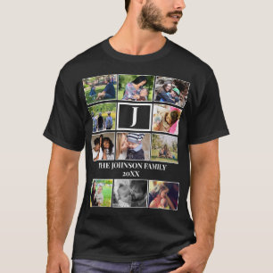 Eigen gezinsmonogram 11 Fotocollage T-shirt