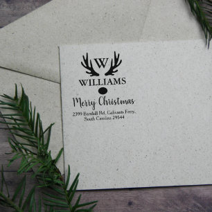 Eigen gezinsmonogram, vrolijk kerstfeest 	rubberstempel