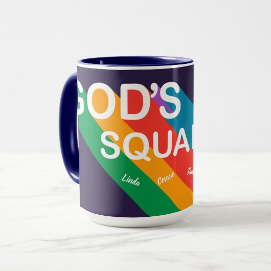 Eigen Gods viadreerregenboogscript Christelijk Mok (Voorkant links)
