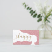 Eigen Gold Script-Roos Gold Glitter Salon Visitekaartje (Staand voorkant)