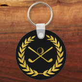 Eigen goudgolfclub Minimale Wreath Golf Sleutelhanger (Voorkant)