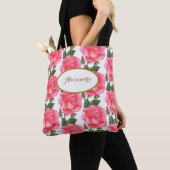 Eigen grote roze rozen bloemen kunst tote bag (Dichtbij)