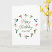 Eigen Happy Birthday Hummingbird Kaart (Gele Bloem)