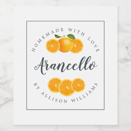 Eigen Homemade Arancello-label Wijn Etiket (Enkel label)