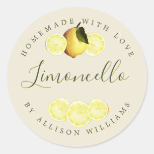 Eigen Homemade Limoncello Antiek White Ronde Sticker