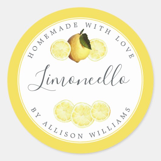 Eigen Homemade Limoncello Label Bright Geel (Voorkant)