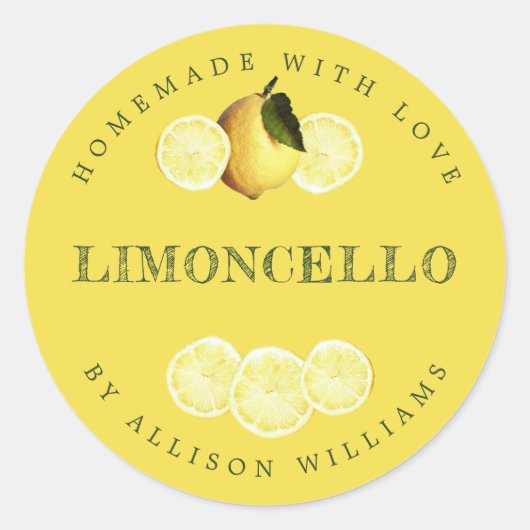 Eigen Homemade Limoncello Label Geel (Voorkant)