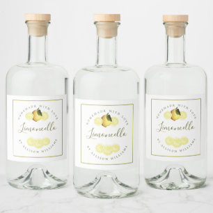 Eigen Homemade Limoncello Label Likeurfles Etiket