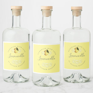 Eigen Homemade Yellow Limoncello Label Likeurfles Etiket