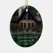 Eigen huis Foto Eerste Kerstmis Nieuwe Familienaam Keramisch Ornament (Rechts)