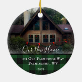 Eigen huis Foto Eerste Kerstmis Nieuwe Familienaam Keramisch Ornament (Achterkant)
