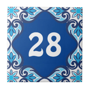 Eigen huisnummer, blauw en wit Azulejos Tegeltje