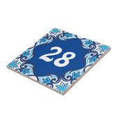 Eigen huisnummer, blauw en wit Azulejos Tegeltje (Zijkant)