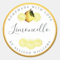 Eigen huiswerk Limoncello Label Champagne Gold