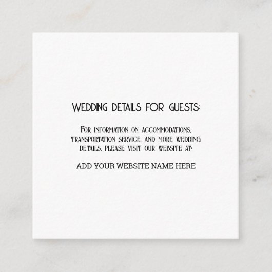 Eigen huwelijksinformatietests zwart wit informatiekaartje (Voorkant)