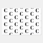Eigen Initiaal monogram Letter zwart wit grijs Inpakpapier Vel (Voorkant 3)