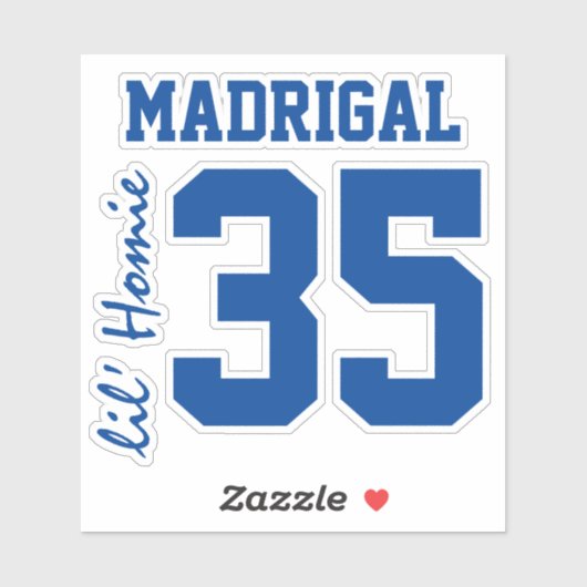 Eigen Jersey Nummer achternaam/Nickname Typografie Sticker (Vel)